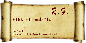 Rikk Filoméla névjegykártya